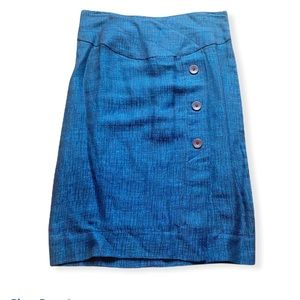 Byblos Italian Linen Blue Button Knee length skirt